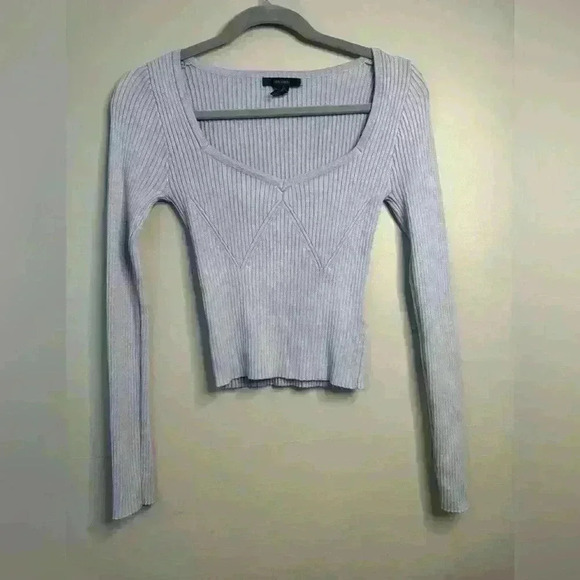 5 for $25| Forever 21 ribbed lavender sweetheart neck line sweater top medium - Picture 1 of 11